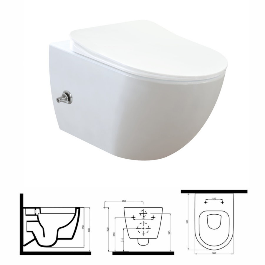 UP320 Toiletset 46 Creavit Free Rimfree Bidet Met Bril En Drukplaat