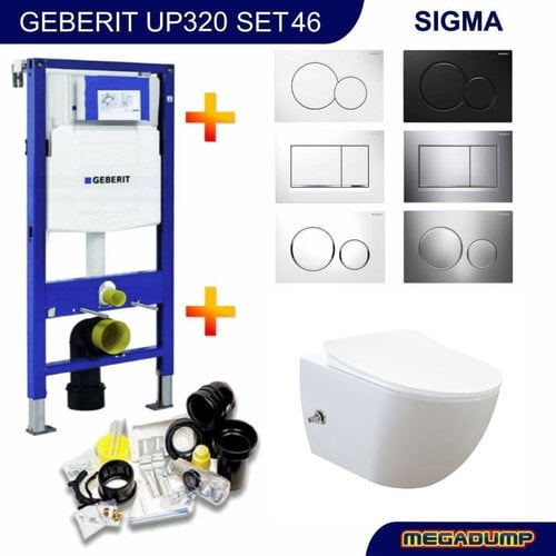 UP320 Toiletset 46 Creavit Free Rimfree Bidet Met Bril En Drukplaat 