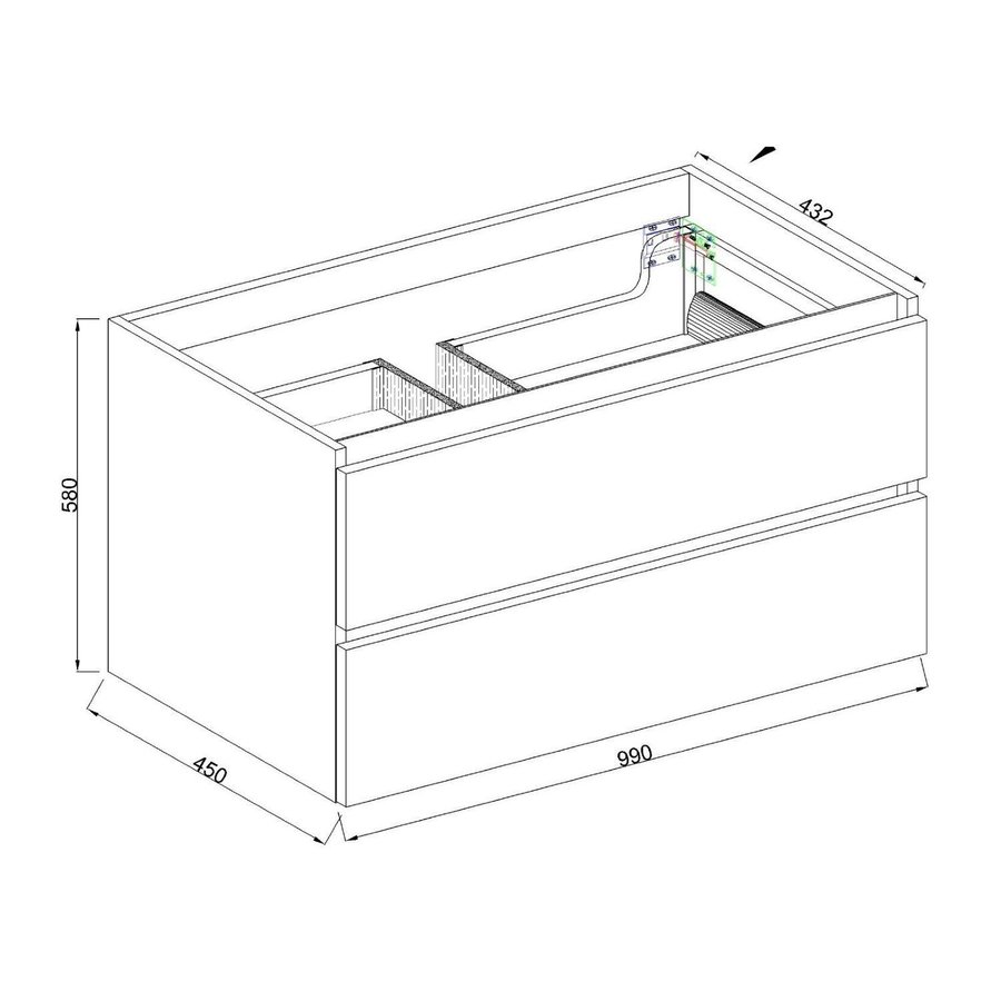 Wastafelmeubel Aqua Splash Maia Onderkast Zonder Topblad 100 cm Mat Zwart