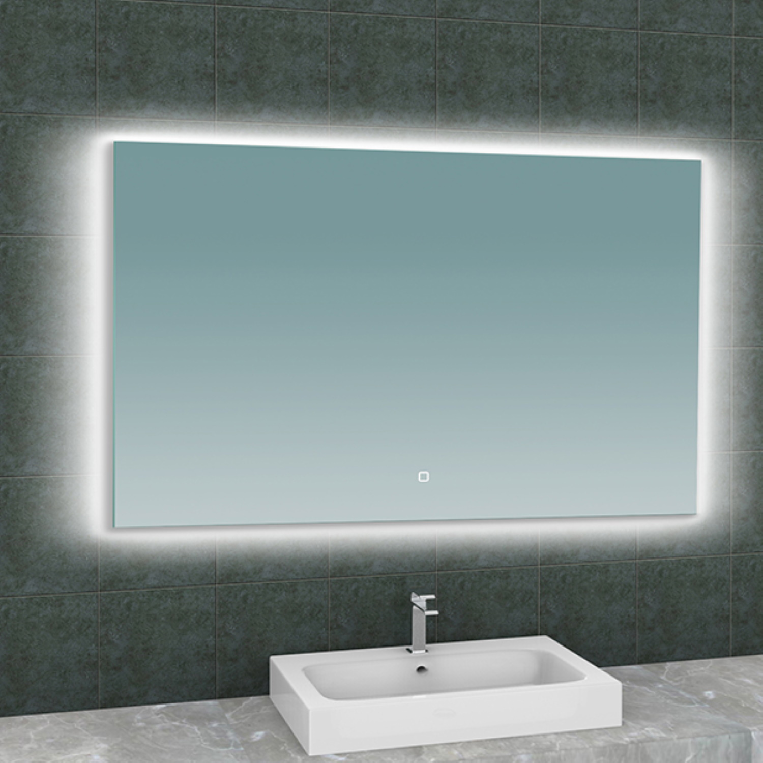 Badkamerspiegel Aqua Splash Luc Rechthoek Inclusief LED Verlichting Backlight 120 cm Aqua Splash