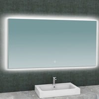 Badkamerspiegel Aqua Splash Luc Rechthoek Inclusief LED Verlichting Backlight 140 cm