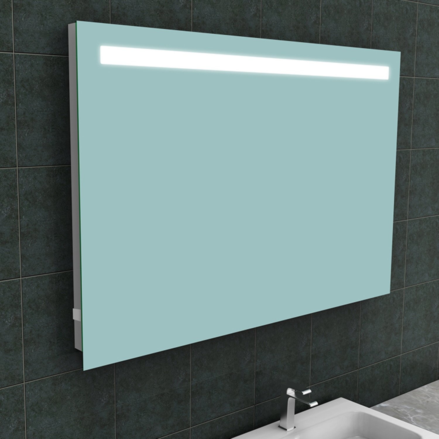 Badkamerspiegel Aqua Splash Mire Rechthoek Inclusief LED Verlichting + Stopcontact 120 cm Aqua Splas