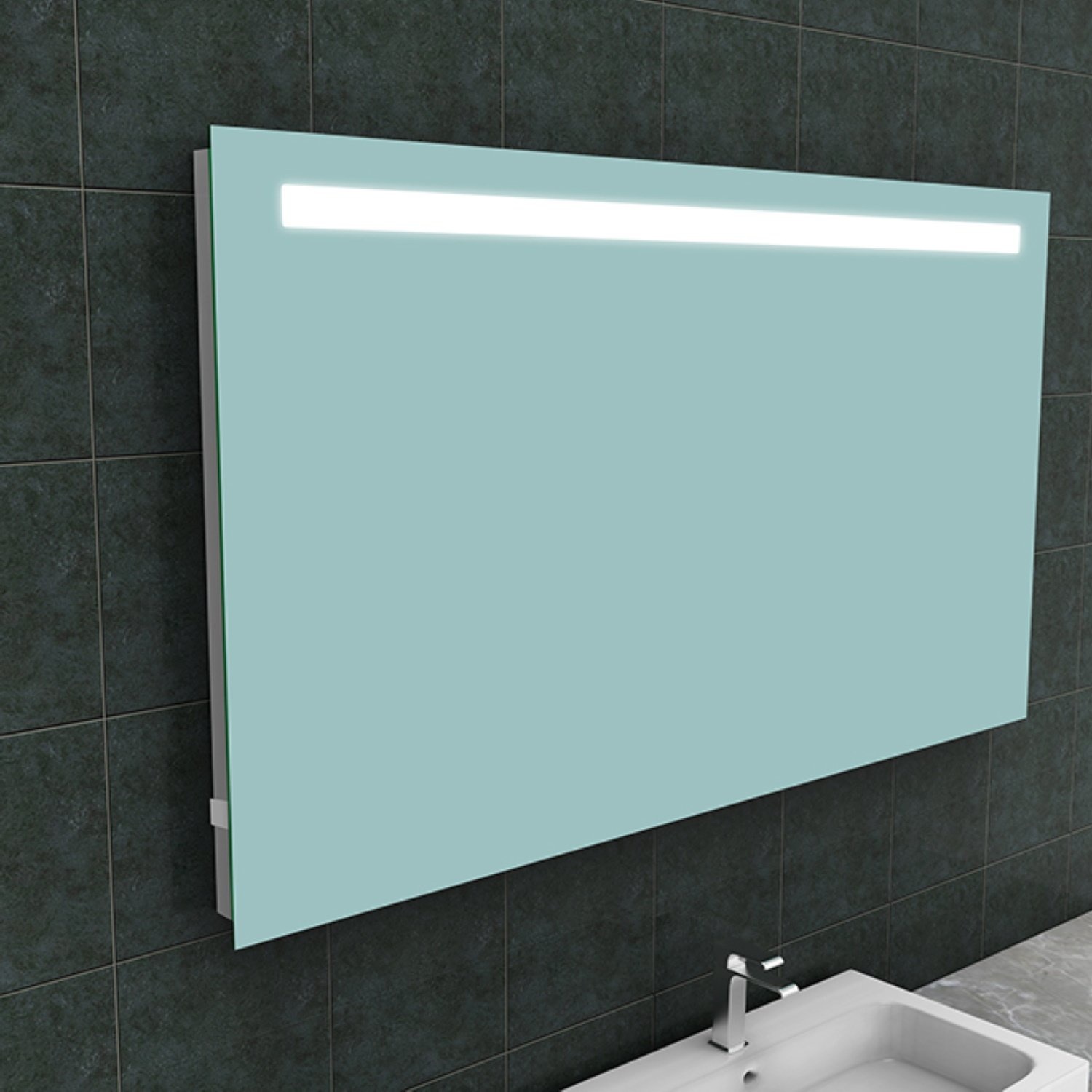 Badkamerspiegel Aqua Splash Mire Rechthoek Inclusief LED Verlichting + Stopcontact 140 cm Aqua Splas