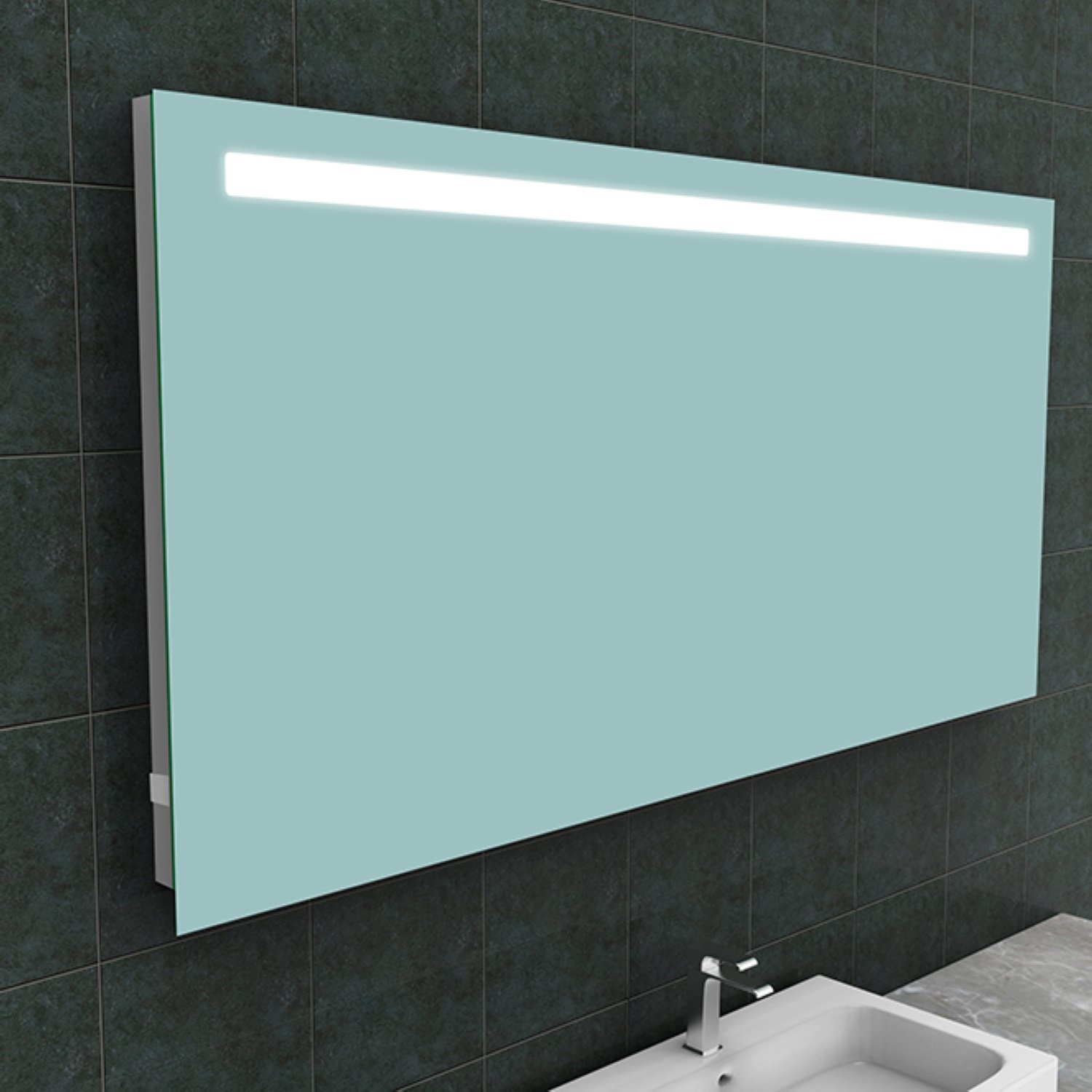 Badkamerspiegel Aqua Splash Mire Rechthoek Inclusief LED Verlichting + Stopcontact 160 cm Aqua Splas