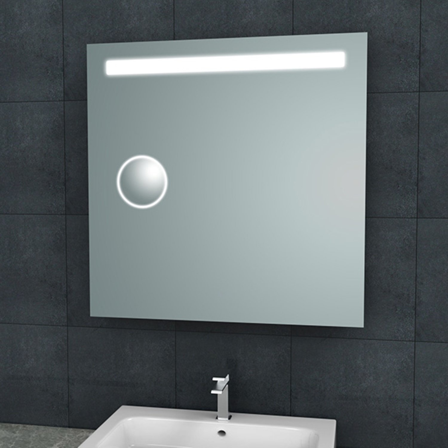 Badkamerspiegel Aqua Splash Mire Rechthoek Inclusief LED Verlichting + Scheerspiegel 80 cm Aqua Spla