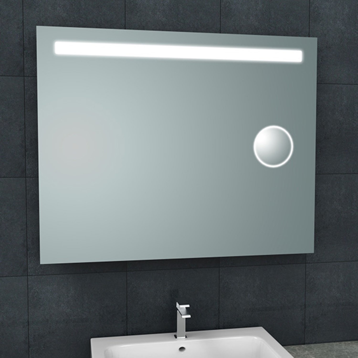 Badkamerspiegel Aqua Splash Mire Rechthoek Inclusief LED Verlichting + Scheerspiegel 100 cm Aqua Spl