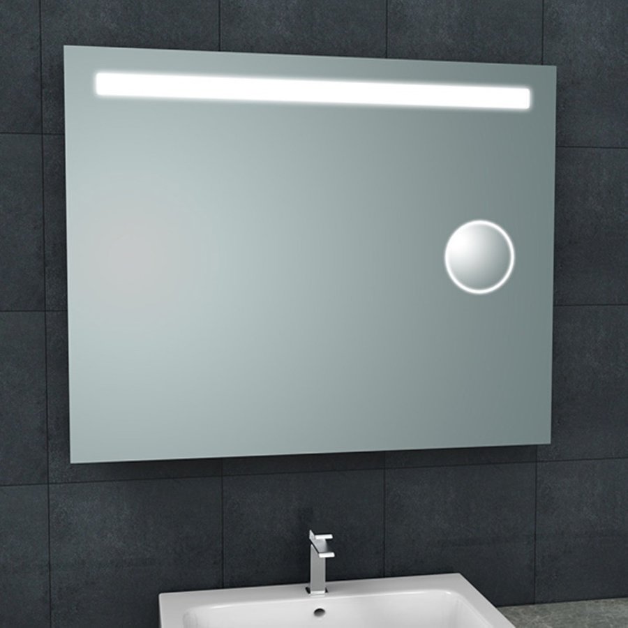 Badkamerspiegel Aqua Splash Mire Rechthoek Inclusief LED Verlichting + Scheerspiegel 100 cm