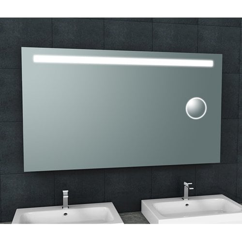 Badkamerspiegel Aqua Splash Mire Rechthoek Inclusief LED Verlichting + Scheerspiegel 140 cm 