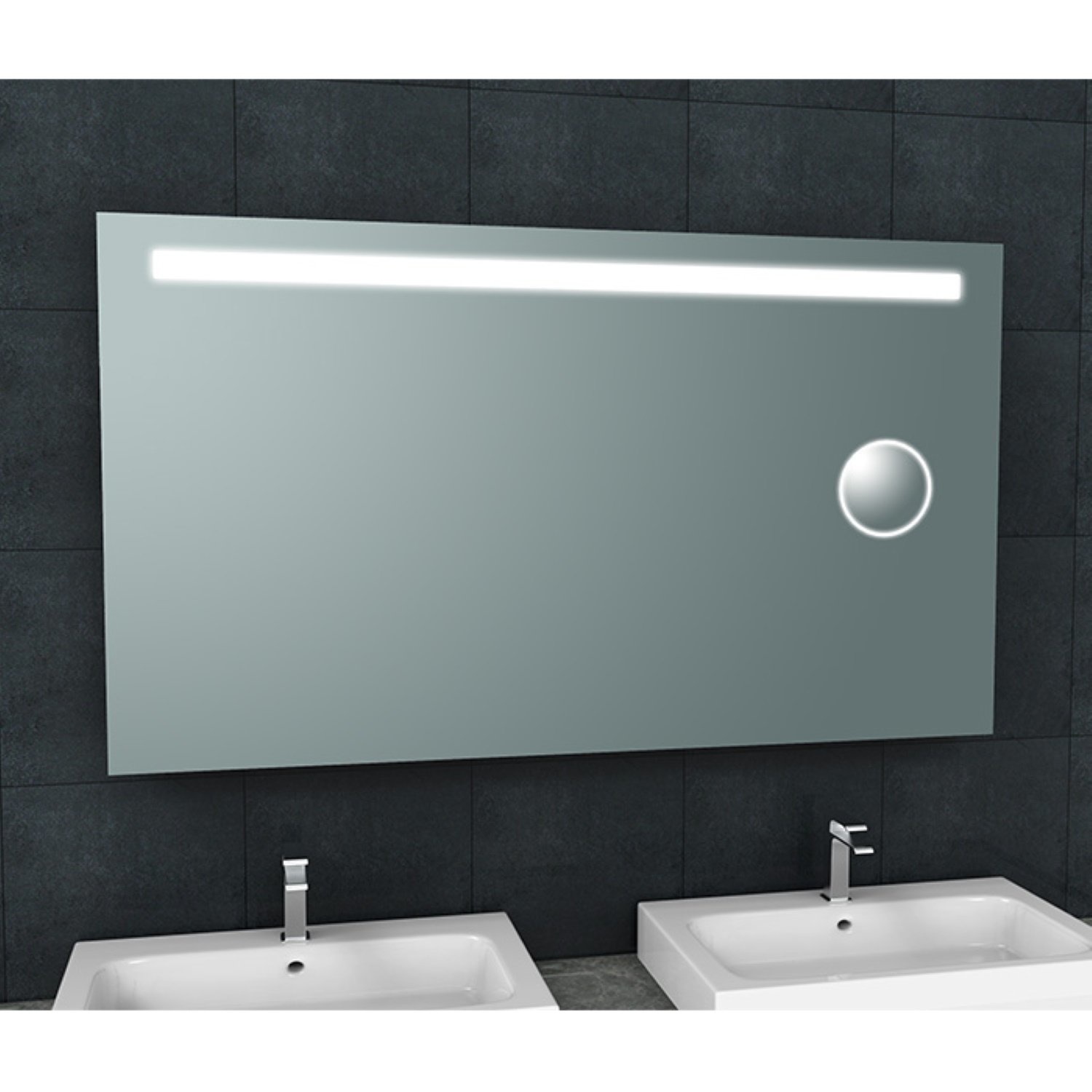 Badkamerspiegel Aqua Splash Mire Rechthoek Inclusief LED Verlichting + Scheerspiegel 140 cm Aqua Splash