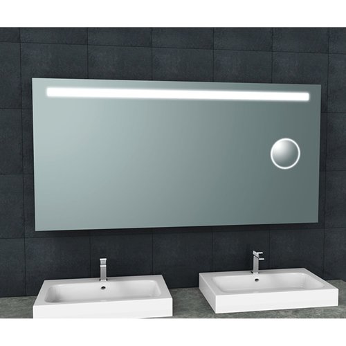 Badkamerspiegel Aqua Splash Mire Rechthoek Inclusief LED Verlichting + Scheerspiegel 160 cm 