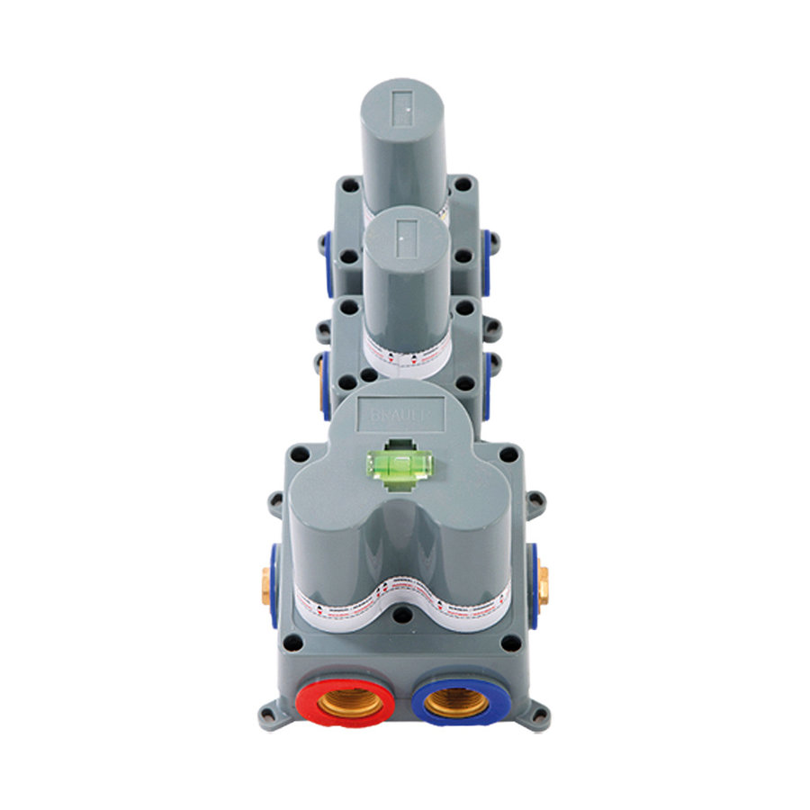 Regendoucheset Inbouw Brauer Gold Edition Thermostatisch 20cm met Gebogen Wandarm, Glijstang en Handdouche Staaf Losse Stopkranen Geborsteld Goud