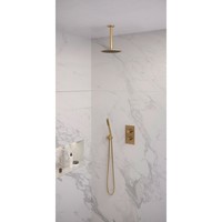 Regendoucheset Inbouw Brauer Gold Edition Thermostatisch 20cm met 3-Weg Omstelling, Plafondarm en Staaf Handdouche Geborsteld Goud