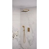 Brauer Regendoucheset Inbouw Brauer Gold Edition Thermostatisch 30cm met 3-Weg Omstelling, Gebogen Wandarm en 3-Standen Handdouche Geborsteld Goud