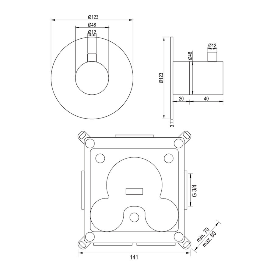 Inbouwthermostaat Brauer Gold Edition met Ronde knop en Rozet Geborsteld Goud