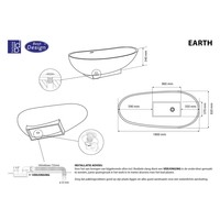 Vrijstaand Bad Best Design Earth 180x84x56 cm Solid Surface Mat Wit