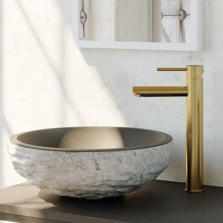 Wastafelmengkraan Brauer Gold Edition Coldstart Opbouw Hoog Ronde Hendel Geborsteld Goud PVD