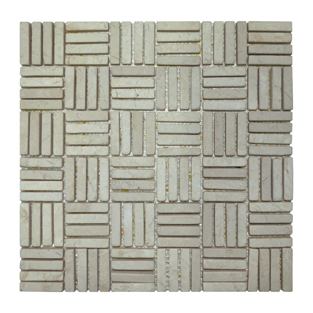 Mozaiek Parquet 1x4.8 30x30 cm Marmer Cream Blokverband Stabigo