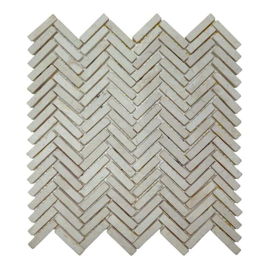 Mozaiek Parquet 1x4.8 30x30 cm Marmer Cream Visgraat (Prijs per 0,99 M2)