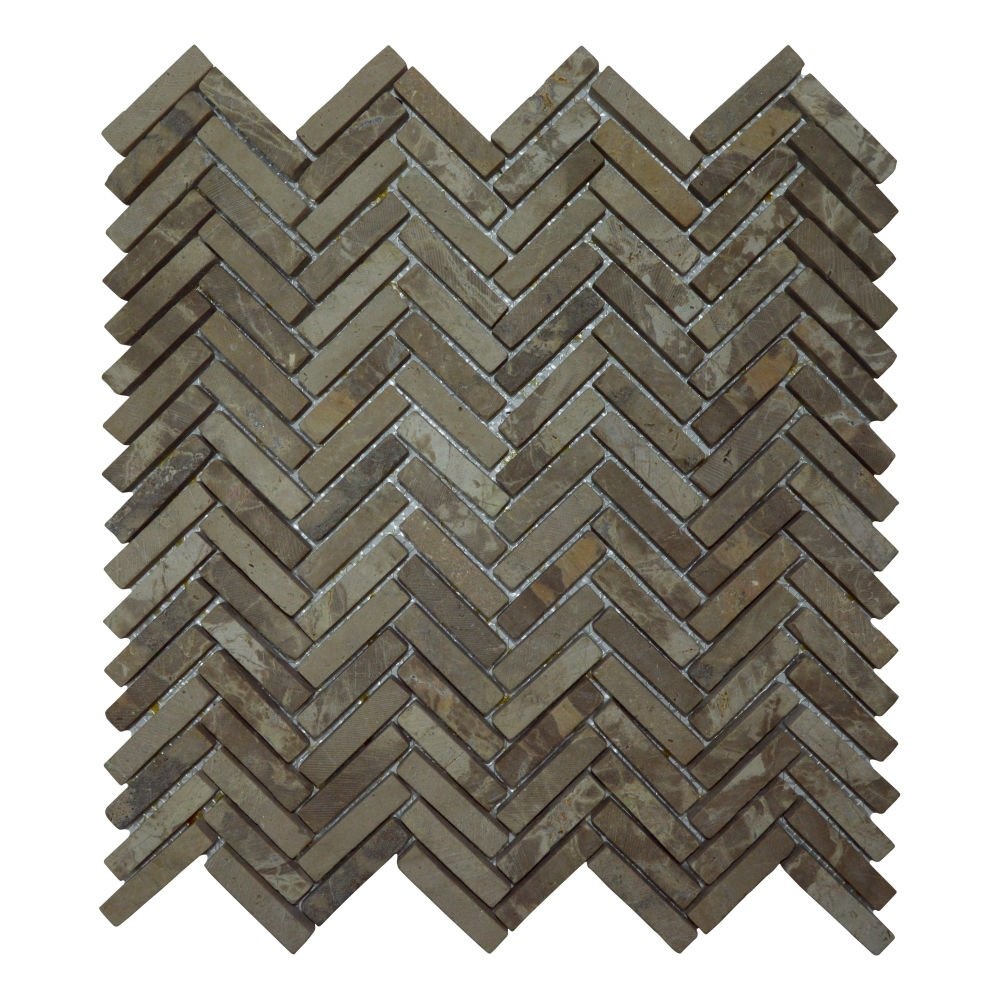 Mozaiek Parquet 1x4.8 30x30 cm Marmer Moccacino Visgraat Stabigo