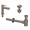 Ink Fonteinkraanset INK Laag Model Inclusief Waste en Design Sifon Brushed Nickel