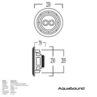 Speaker Aquasound Samba-DT (Single Stereo) Vochtbestendig Rond 23 cm Mat Zwart
