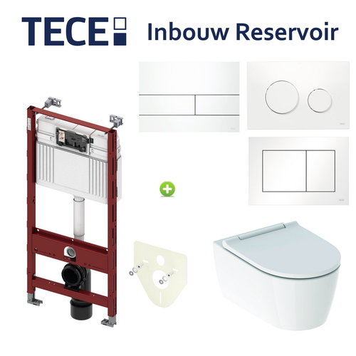 TECE Profile Inbouwreservoir Toiletset Geberit ONE Rimless Diepspoel Turboflush Wit met drukplaat 