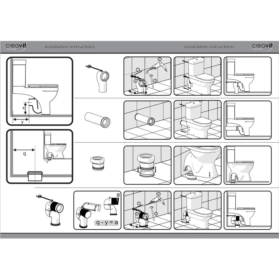 Toiletpot Staand Boss & Wessing Selin Met Bidet Onder En Muur Aansluiting Wit