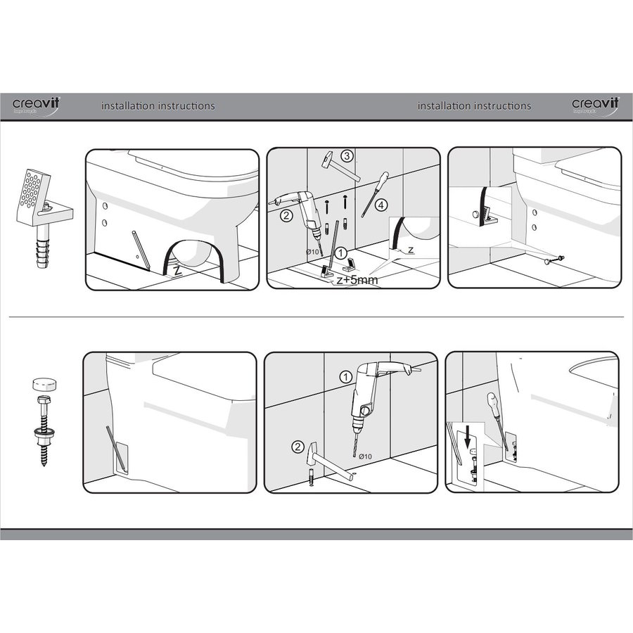 Toiletpot Staand Boss & Wessing Selin Met Bidet Onder En Muur Aansluiting Wit
