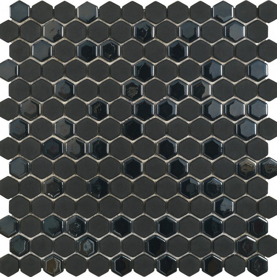 Mozaiek Tegels Dune Hip Hop-DK Hexagon 30.1x29.7 cm Recycled Glas Zwart (Prijs per 1,34 M2)