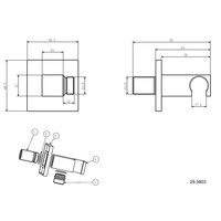 One-pack inbouwthermostaatset vierk.type 6 (20cm)