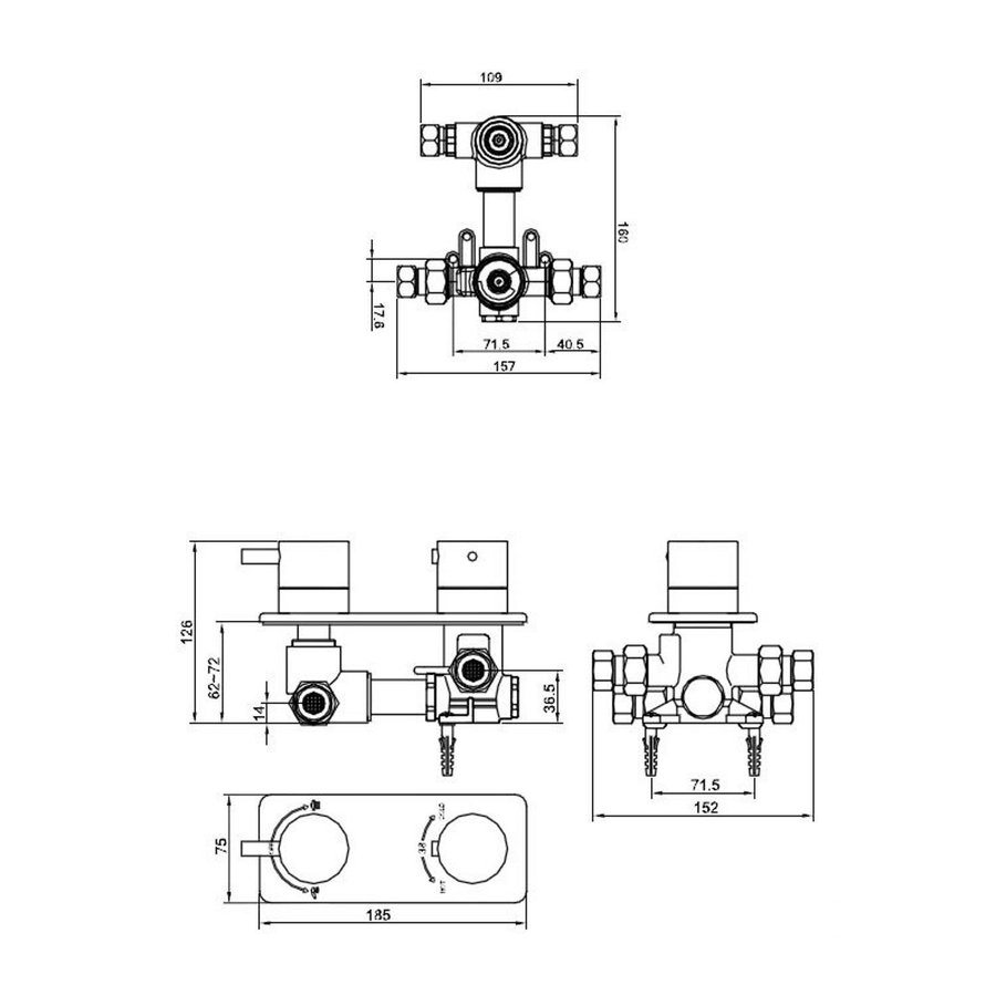 Wiesbaden one-pack inbouwthermostaatset type 20 (20cm ufo)