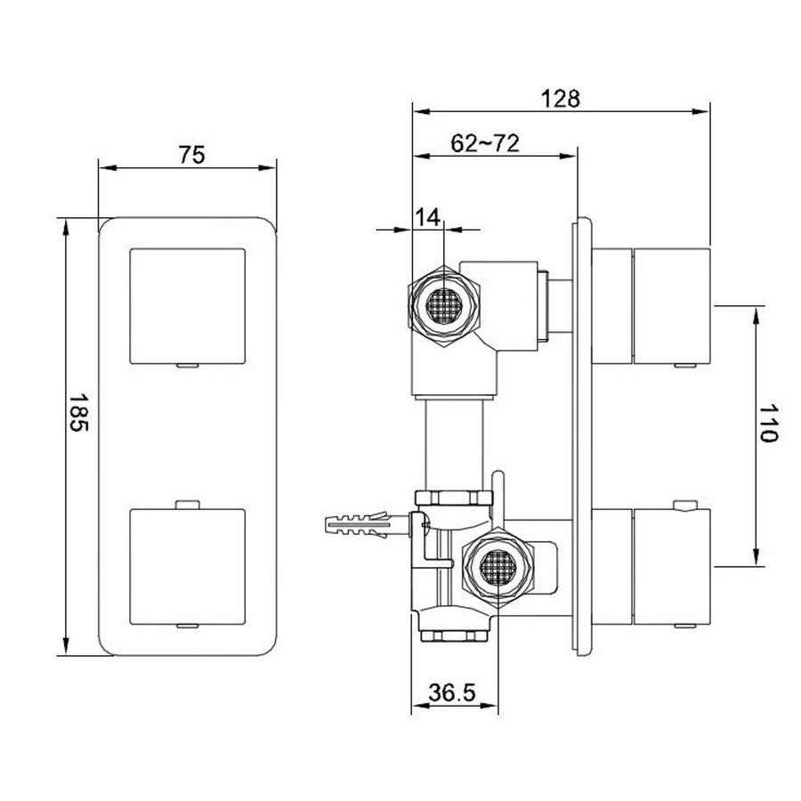 Wiesbaden one-pack inbouwthermostaatset type 22 (20cm)