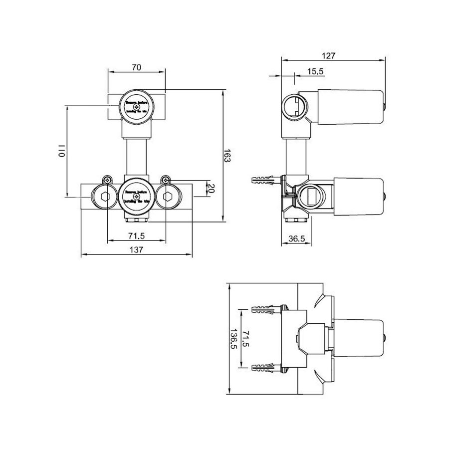 Wiesbaden one-pack inbouwthermostaatset type 113 (20cm)