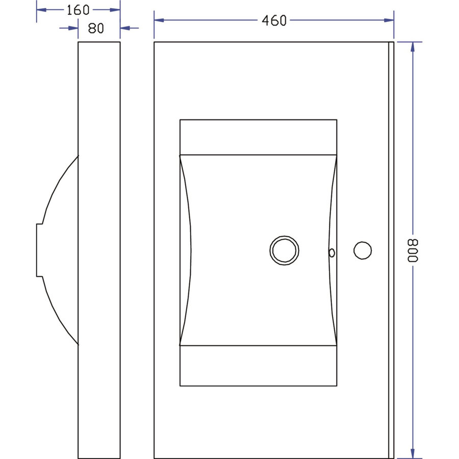 Meubelwastafel Wiesbaden Tigris Kunstmarmer 80x46 cm (1 kraangat)