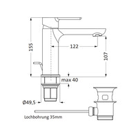 Wastafel Mengkraan Aquasplash Mare Medium Met Waste Chroom