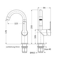 Wastafel Mengkraan Aquasplash Mare Medium Eengats Boog Zonder Waste Chroom