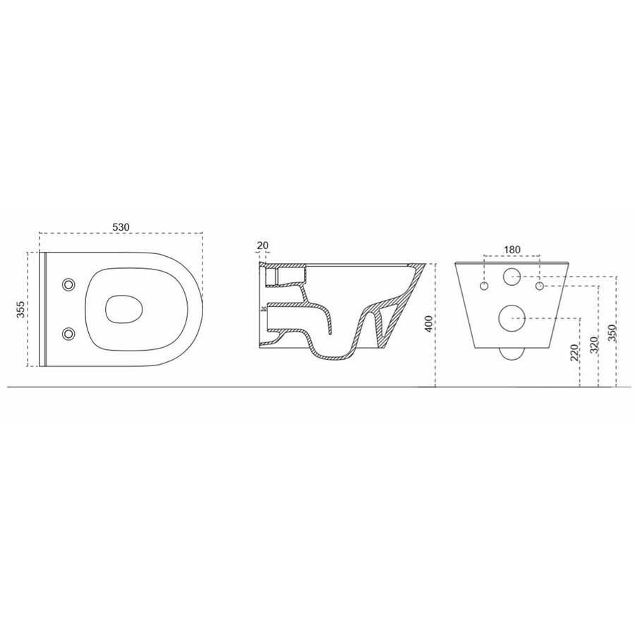 Wandcloset Aquasplash Tia Softclose Rimless met Toiletzitting Glans Wit