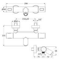 Opbouw Bad Douchekraan Aquasplash Living Thermostaat Met Omstel Rond Chroom