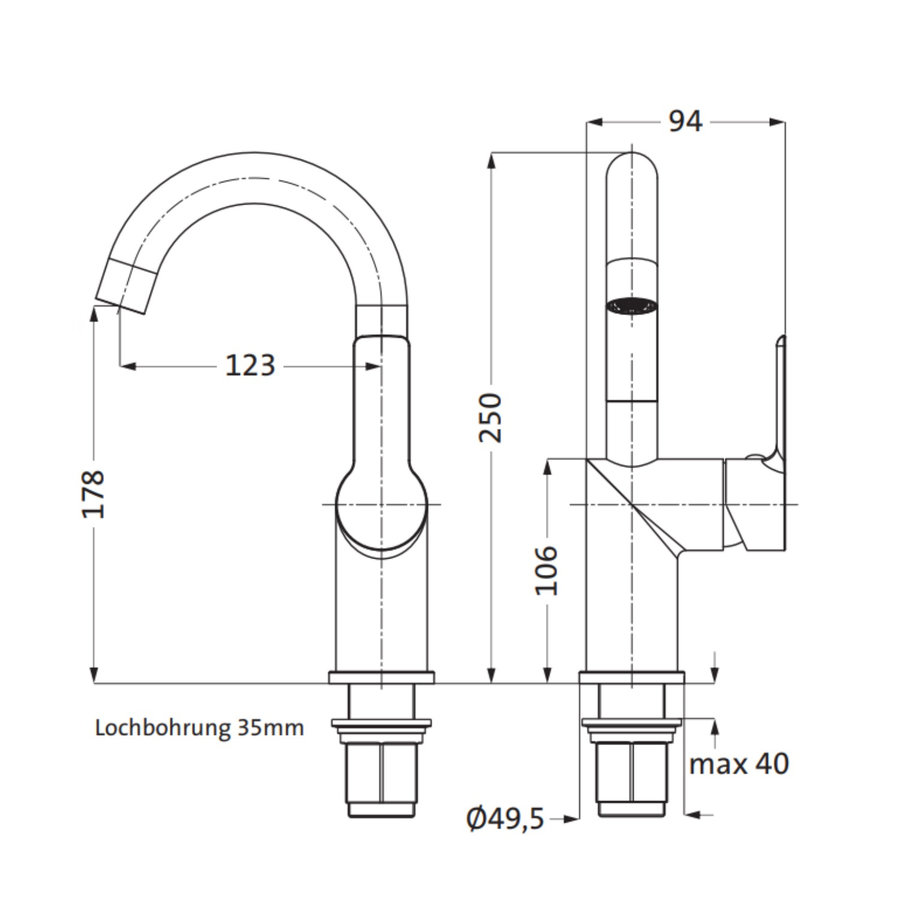 Wastafel Mengkraan Aquasplash Mare Medium Eengats Boog Zonder Waste Chroom
