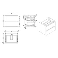 Wiesbaden Vision onderkast+2 laden 60x46 hoogglans grijs