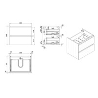 Wiesbaden Vision onderkast+2 laden 60x46 houtnerf grijs