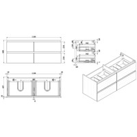 Wiesbaden Vision onderkast dubbel+4 laden 120x46 houtnerf grijs