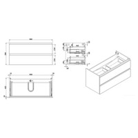 Wiesbaden Vision onderkast+2 laden 100x46 hoogglans grijs