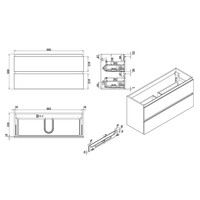 Wiesbaden onderkast 100cmx36cm zo.wastafel wit