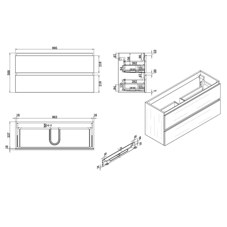 Wiesbaden onderkast 100cmx36cm zo.wastafel houtn.grijs