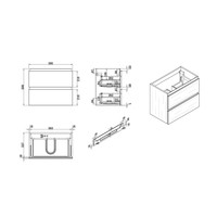 Onderkast 60X36Cm Zonder Wastafel Houtnerf Grijs