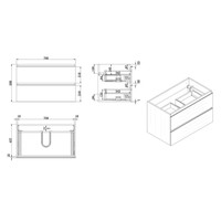 Onderkast Wiesbaden Tigris 80x46x58 cm Gefineerd Houtnerf Grijs (2 lades)