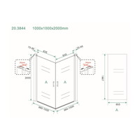 Wiesbaden dubbele swingdeur UNI 1000x1000x2000 chr.8mm NANO