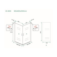 Wiesbaden dubbele swingdeur UNI 900x900x2000 chr.8mm NANO
