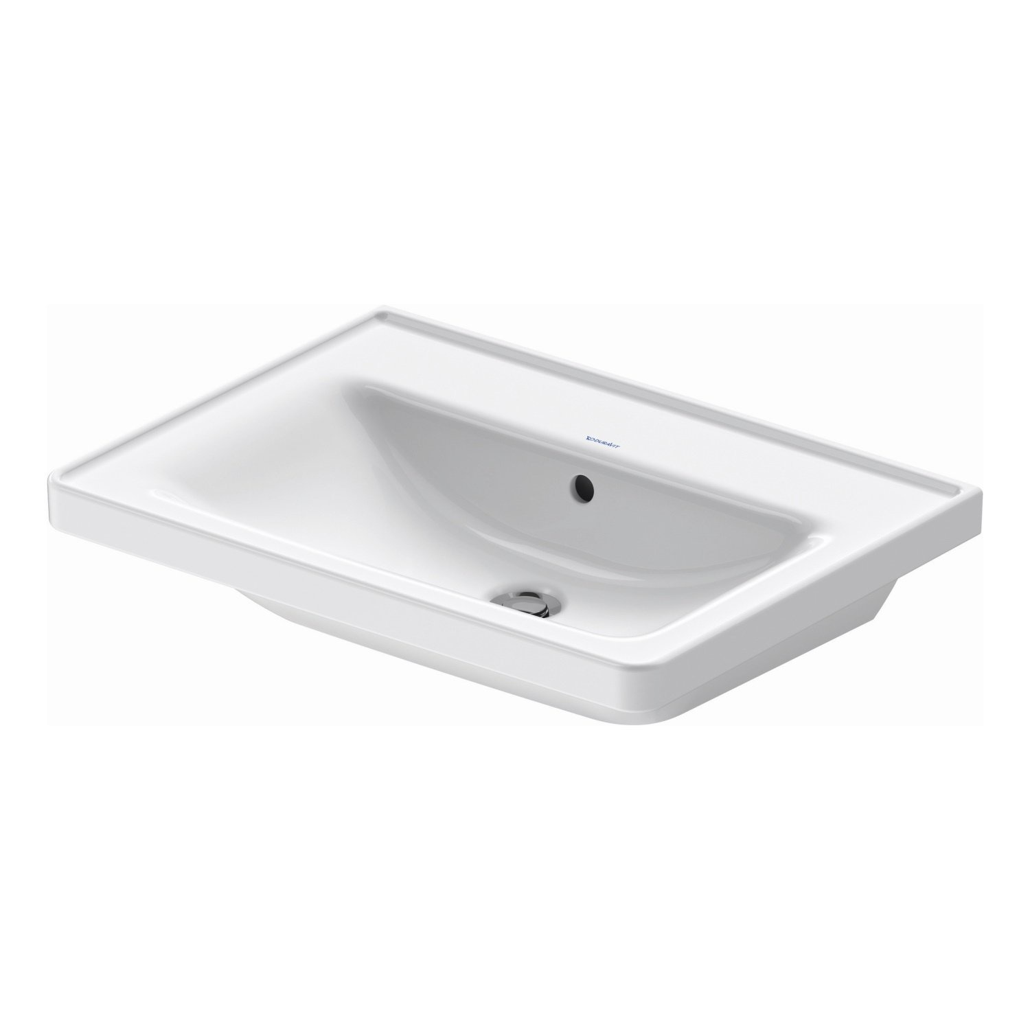 Wastafel Duravit D-Neo Met Rand Overloop Kraanvlak 1 Kraangat 65 cm Hoogglans Wit Duravit